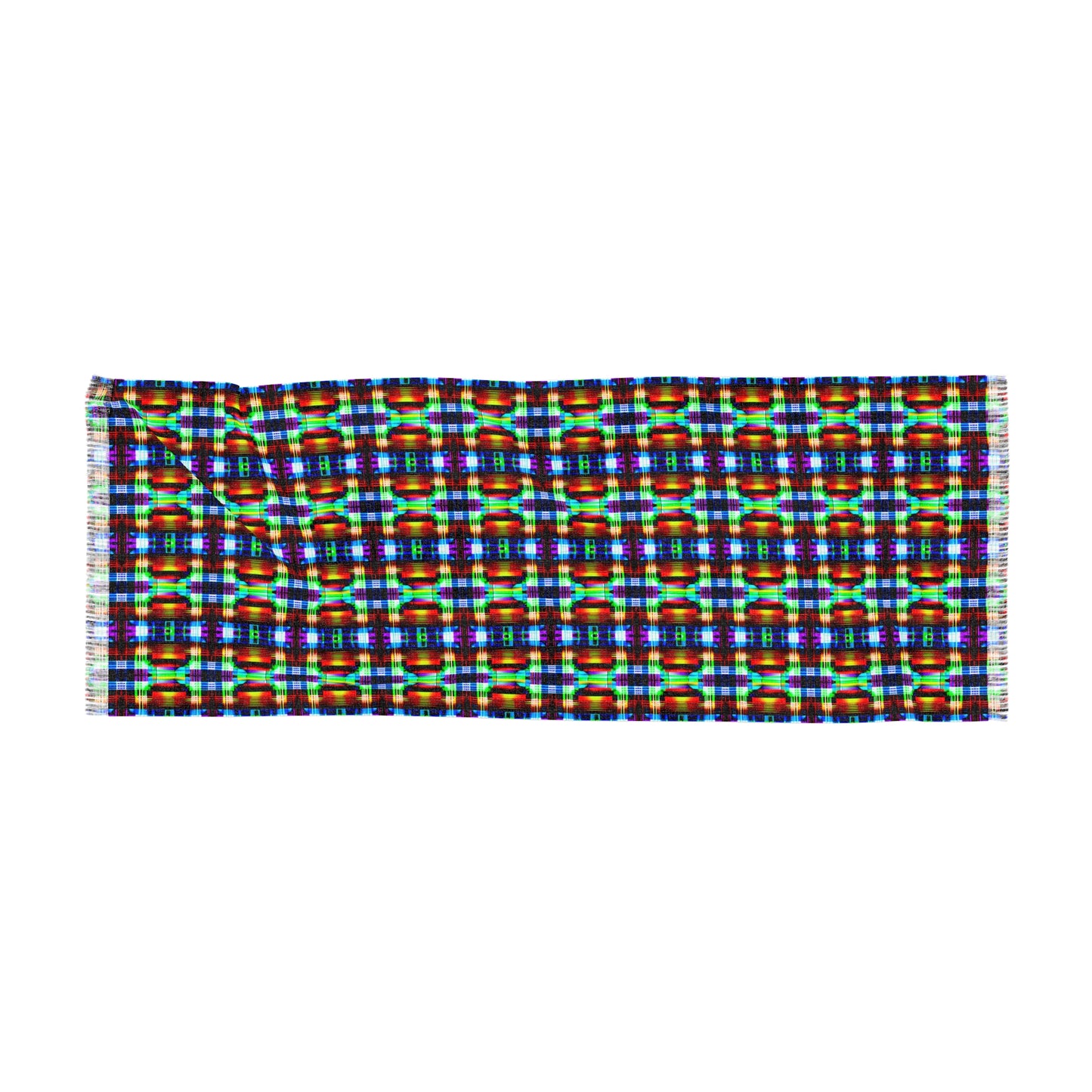 NuPlaid 02 Pashmina – Vibrant Neon Plaid Psychedelic Festival Scarf/Shawl