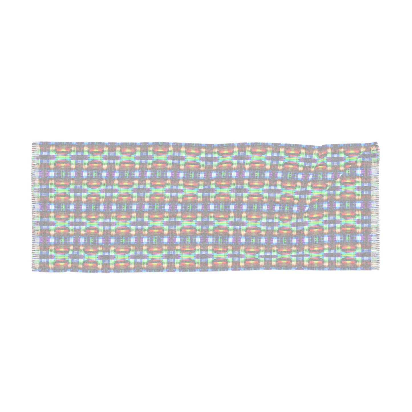 NuPlaid 02 Pashmina – Vibrant Neon Plaid Psychedelic Festival Scarf/Shawl