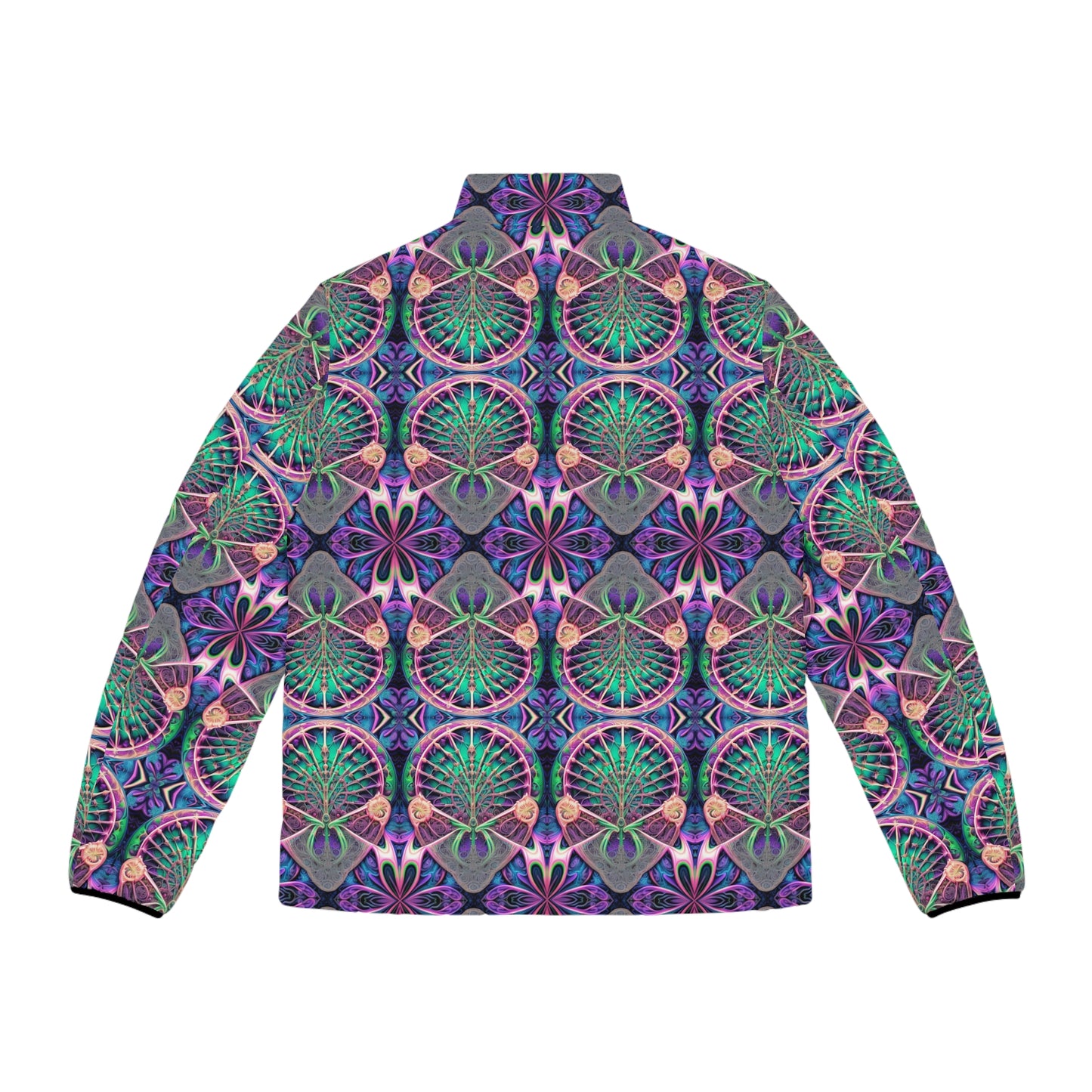 PSYCH 01 Men’s Puffer Jacket – Bold Psychedelic Festival Outerwear