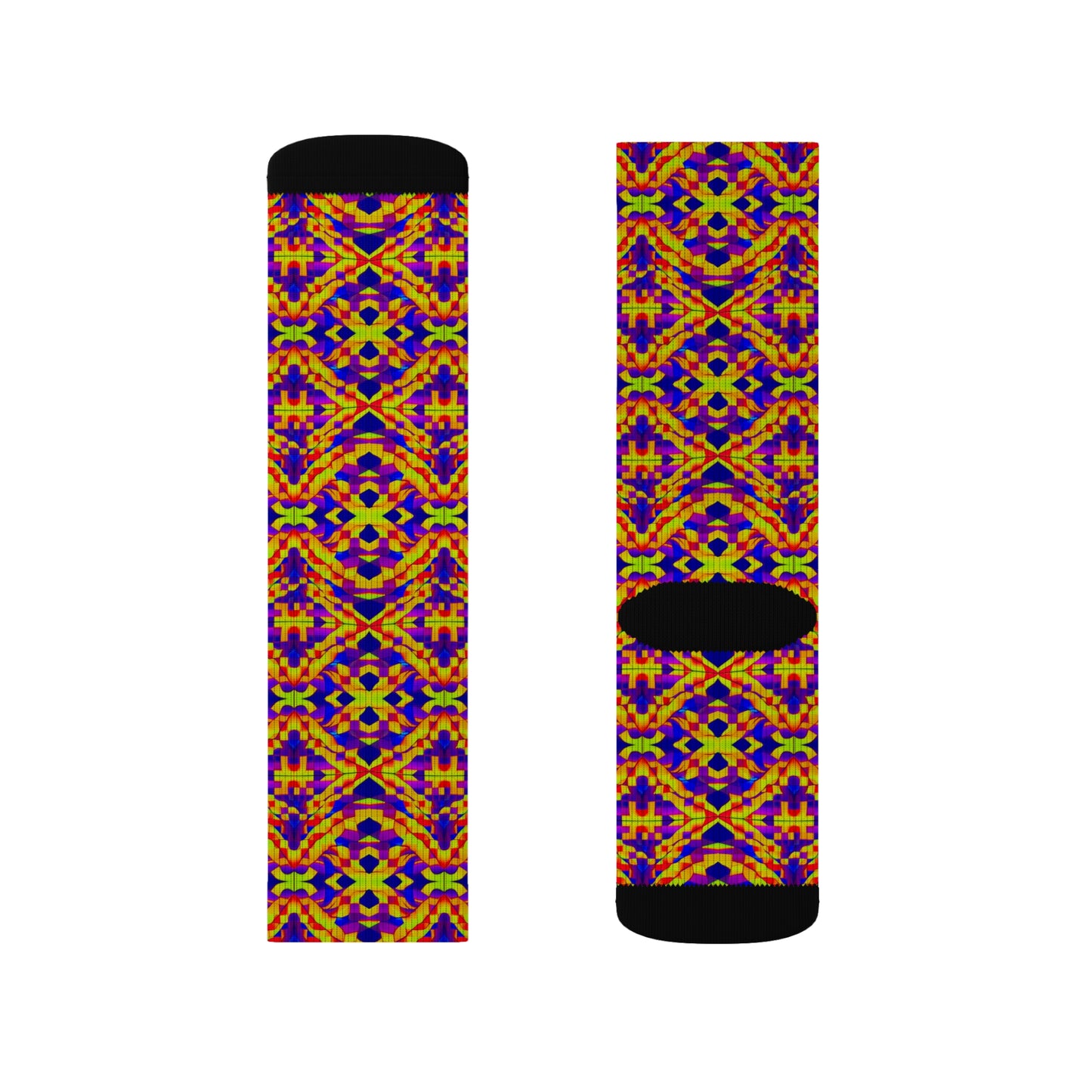 NuPlaid 01 Socks – Psychedelic Geometric Rave Festival EDM Crew Socks