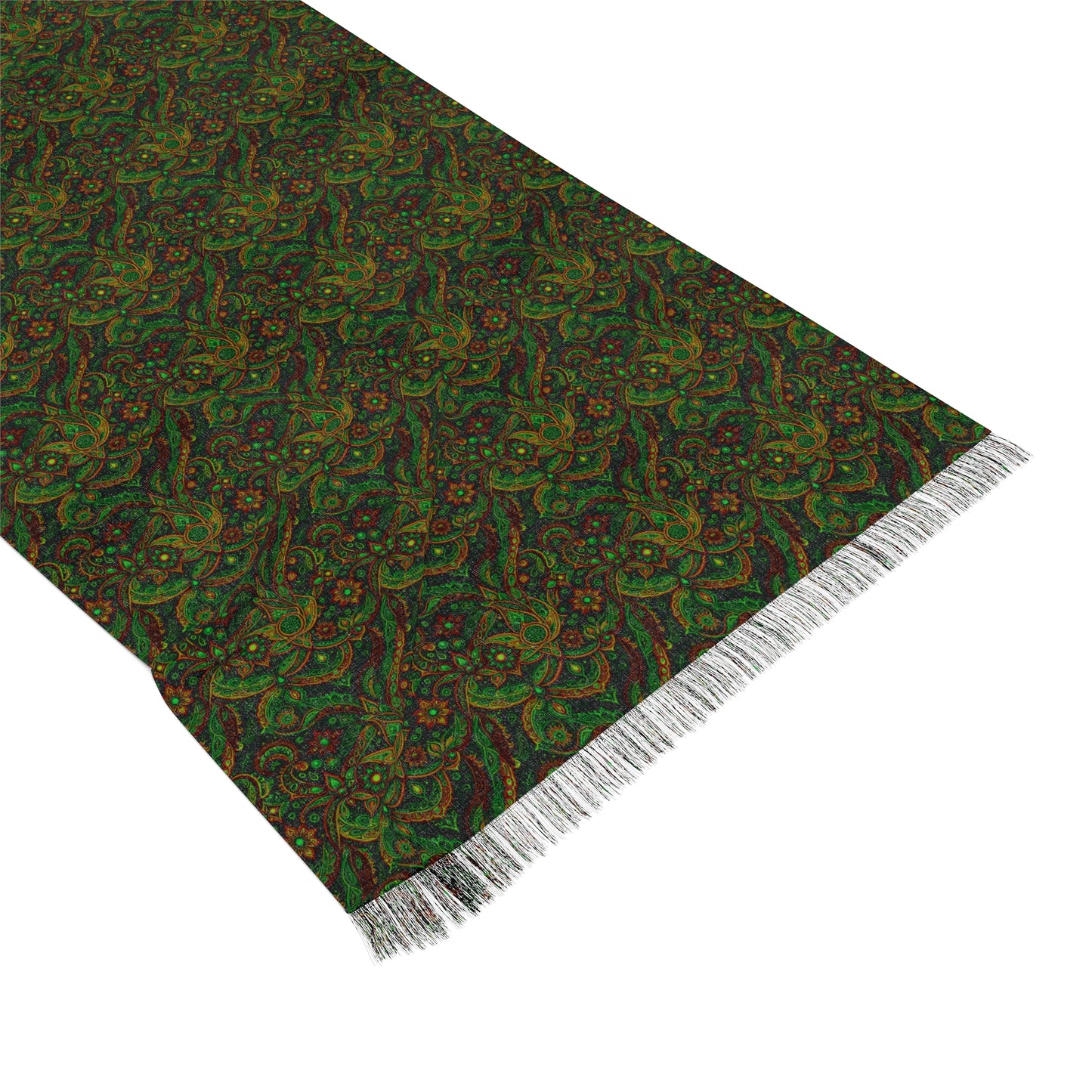 NuPaisley 01 Pashmina – Boho Psychedelic Green Paisley Festival Shawl/Scarf