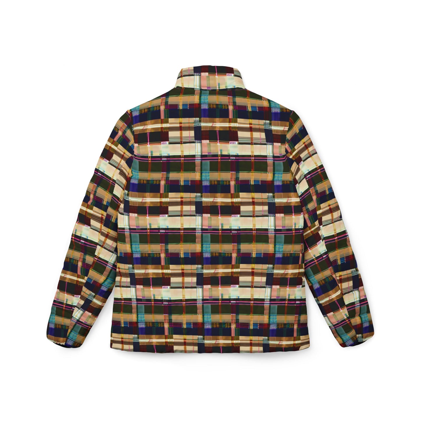 NuPlaid 04 Women’s Puffer Jacket – Modern Plaid-Inspired Festival & Streetwear Outerwear