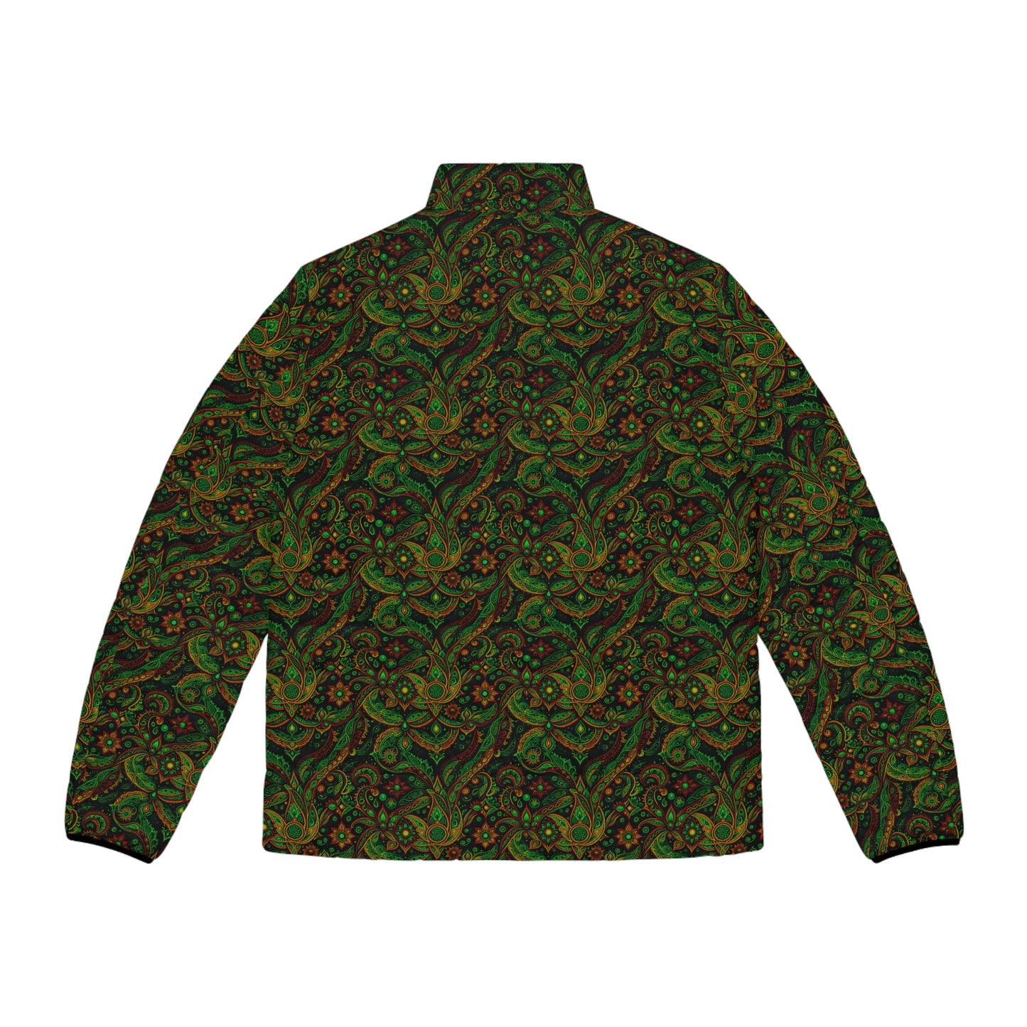 NuPaisley 01 Men’s Puffer Jacket – Bold Paisley-Inspired Festival & Streetwear Outerwear