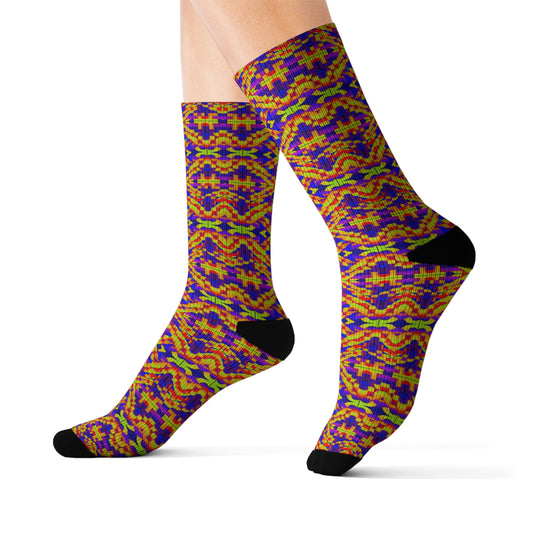 NuPlaid 01 Socks – Psychedelic Geometric Rave Festival EDM Crew Socks