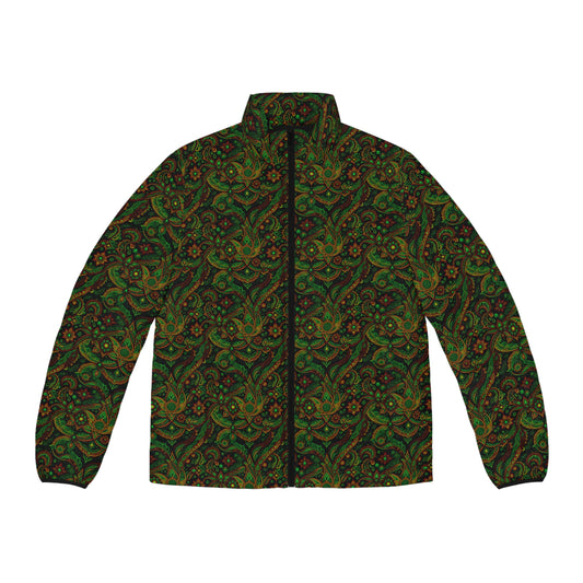 NuPaisley 01 Men’s Puffer Jacket – Bold Paisley-Inspired Festival & Streetwear Outerwear
