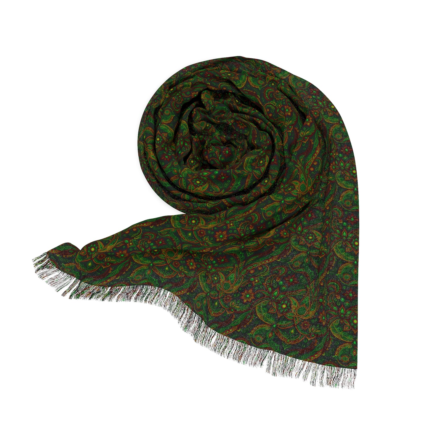 NuPaisley 01 Pashmina – Boho Psychedelic Green Paisley Festival Shawl/Scarf