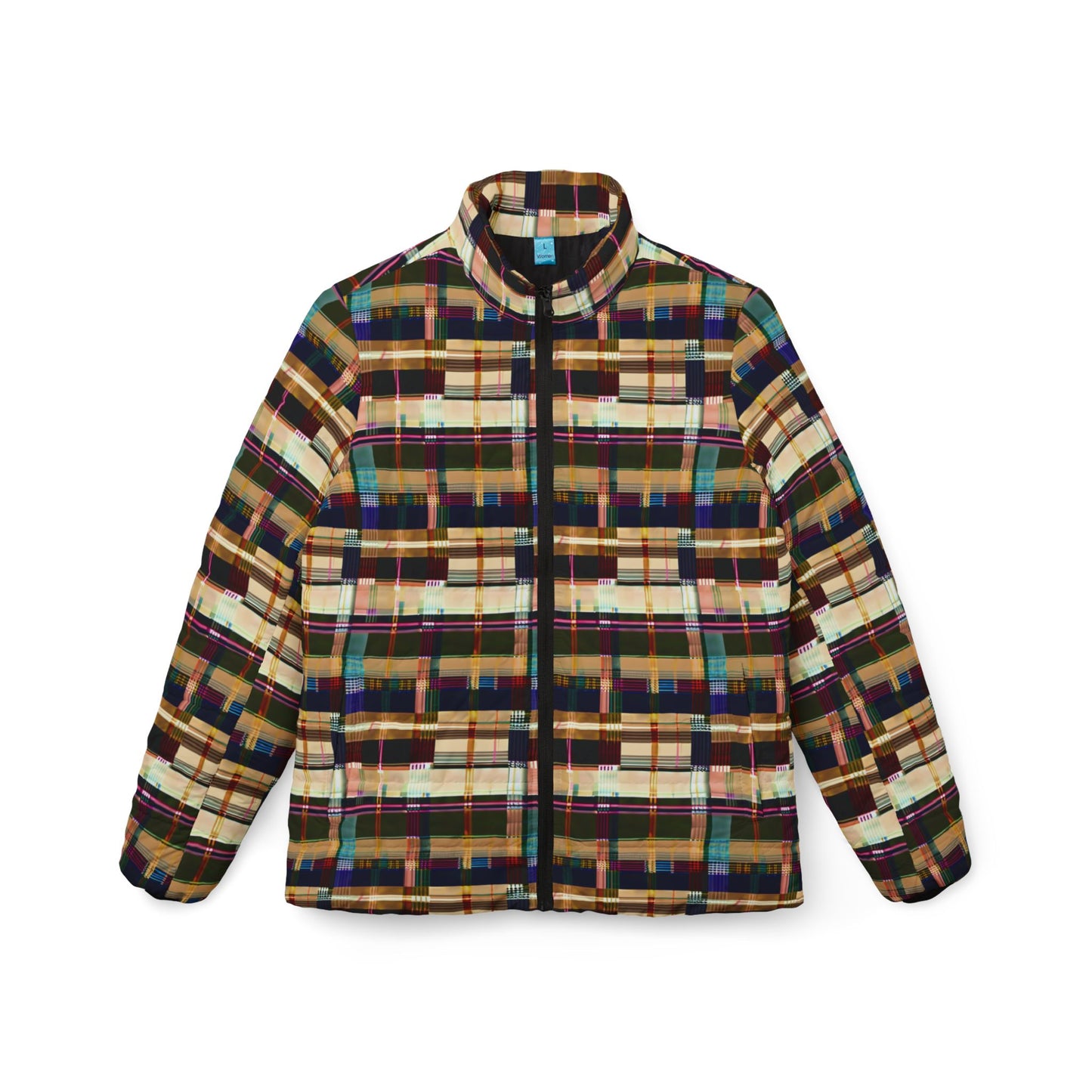 NuPlaid 04 Women’s Puffer Jacket – Modern Plaid-Inspired Festival & Streetwear Outerwear