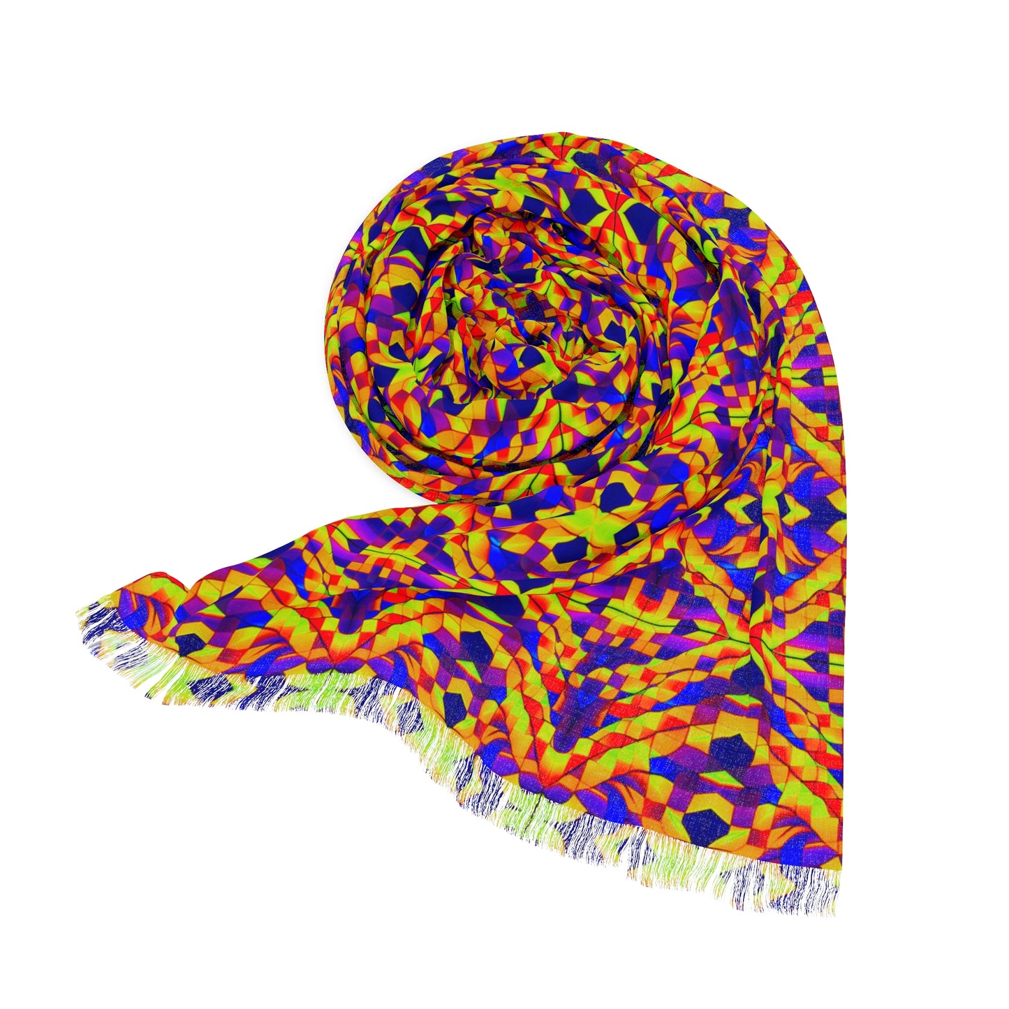 NuPlaid 01 Pashmina/Shawl/Scarf – Vibrant Psychedelic Geometric Rave EDM Festival Style