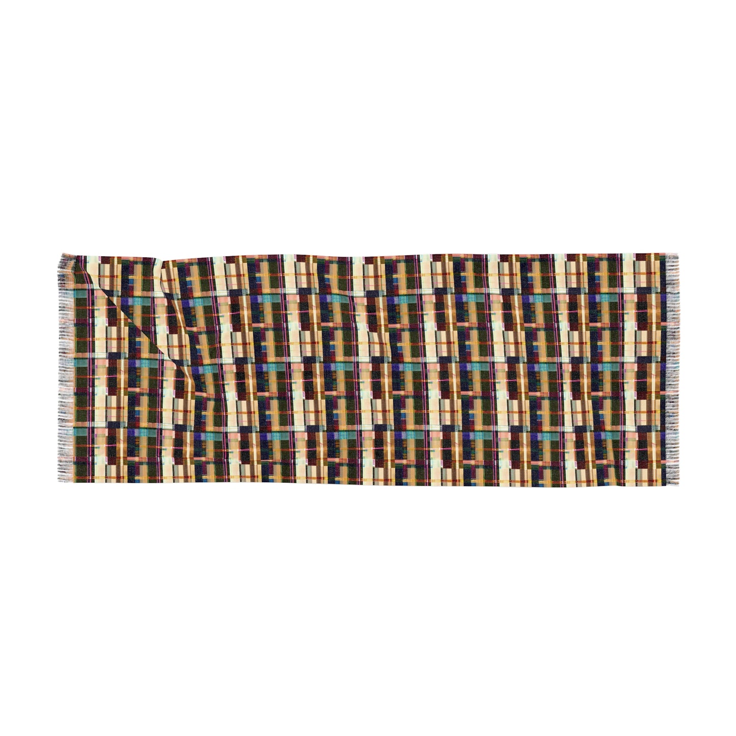 NuPlaid 04 Pashmina – Earth-Toned Vintage Plaid Scarf/Shawl for Boho & Festival Style