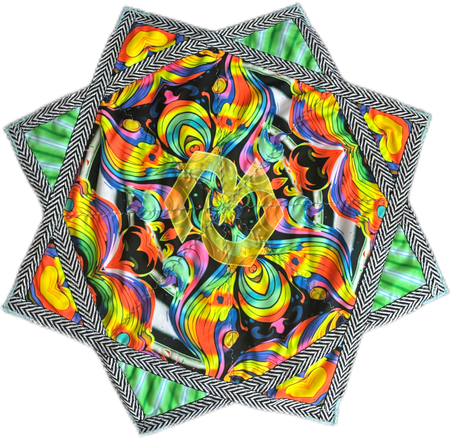24” UV Flowstar BPD prints, BW woven trim