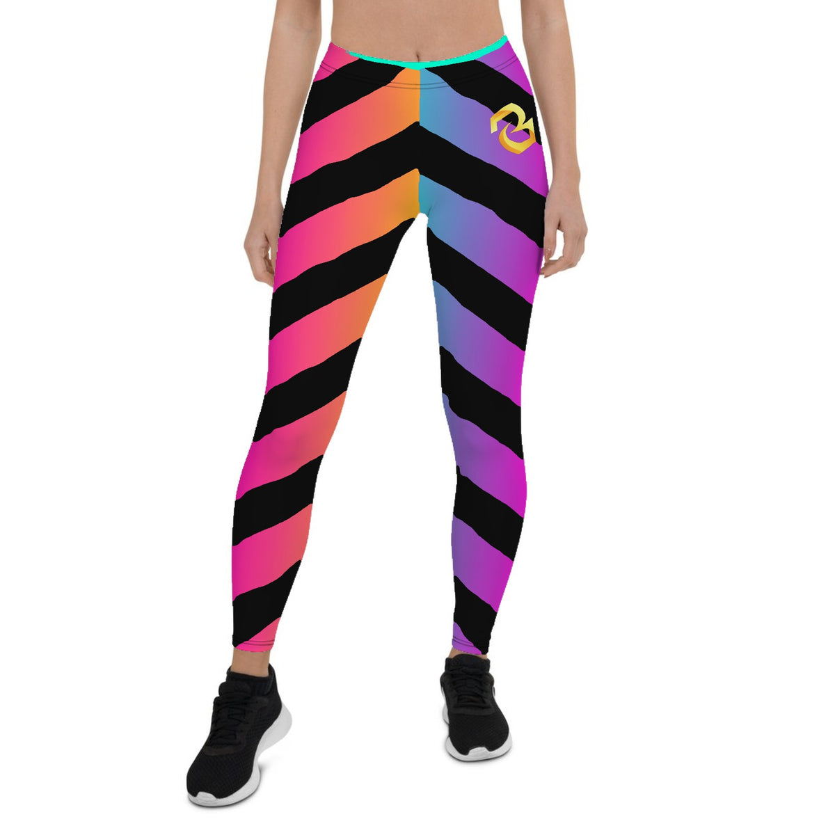 Custom all over print leggings with neon chevron stripes