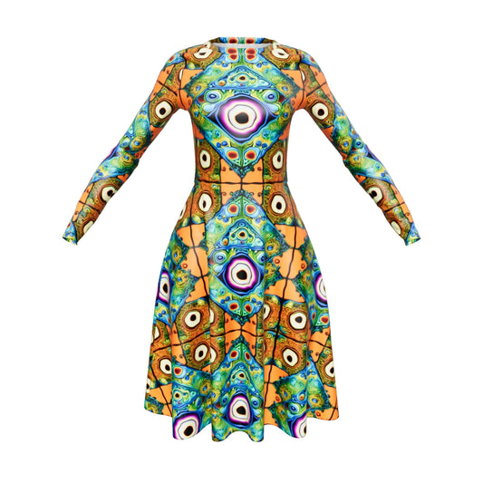 Tiles 01 long sleeve dress